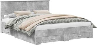 vidaXL Estructura De Cama Con Cabecera Gris Concreto 160 X 200 Cm Vidaxl