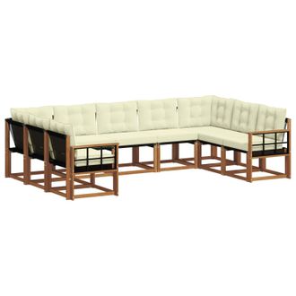 vidaXL Conjunto De Sof&aacute;s De Exterior Con Coj&iacute;n 9 Pcs Natural Y Crema Vidaxl