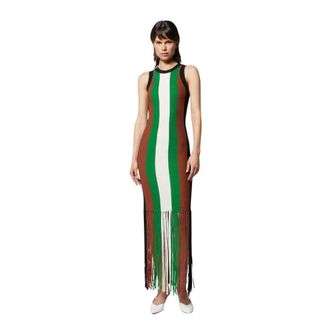 Silvian Heach Abito Lungo a Frange con Strisce - - Dresses - Donna - Multicolore - M