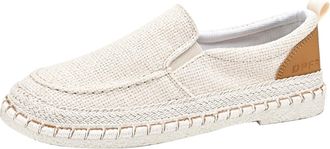 Generic Canvas Loafers Shoes for Men Comfortable Slip On Shoes Knit Mesh Shoe Stylish Casual Shoe Deck Trainers Extra Wide Fit Trainer Minimalist Solid Color 