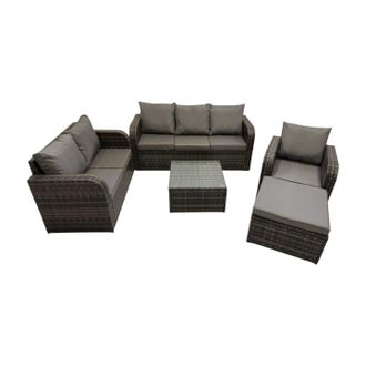 Fimous Garden Outdoor Furniture Set with Big Stool Dark Grey Mixed