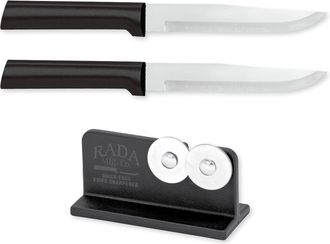 Rada Cutlery 5.375-Inch Stubby Butcher Knife Set of 2 & Quick Edge Knife Sharpener
