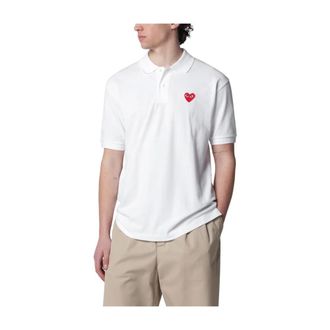 Comme Des Gar&ccedil;ons Heart Patch Polo - male - Comme des Gar&ccedil;ons - Polo Shirts - White - M - Tops