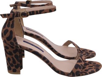 Stuart Weitzman Nearlynude Cheetah Block Heels in Multicolor Suede