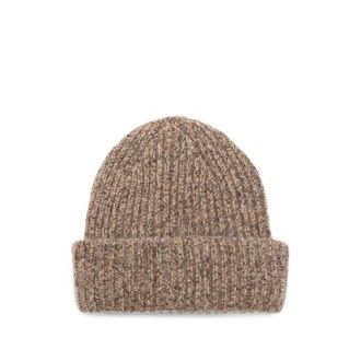 Soft Goat Marled Ribbed-knit Beanie Hat