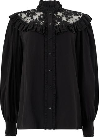 Chlo&eacute; Zijden Blouse met Ruches - Dames - Blouses - Zwart - S - Overhemden