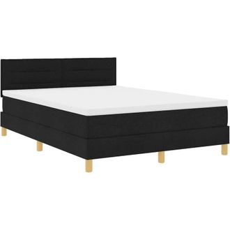 vidaXL Cama Tipo Box Spring Con Colch&oacute;n Negro 140 X 200 Cm Tela Vidaxl