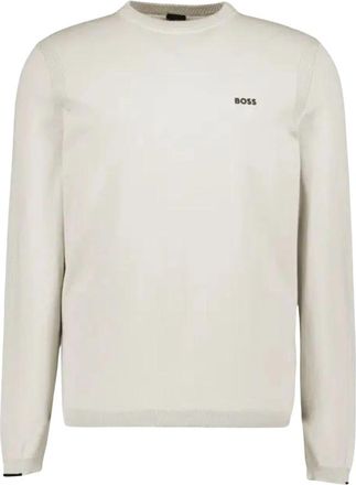 HUGO BOSS KN Ever-X CN Sweater - Heren - Ronde hals truien - Beige - S - Katoen - Truien & Vesten
