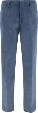 Etro Mens Pants Roma Corduroy Dusty Blue Cotton Trousers