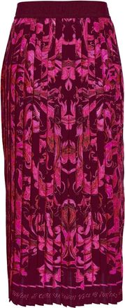 Versace Porcelain Barocco Geplooide Lange Rok - Dames - Midirokken - Paars - M - Polyester - Rokken