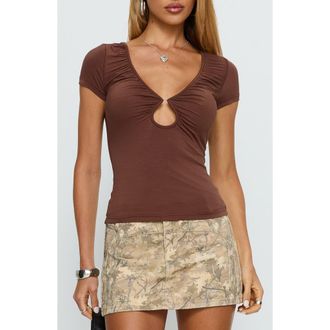 Princess Polly Revolving Door Cutout Top in Chocolate at Nordstrom, Size 10