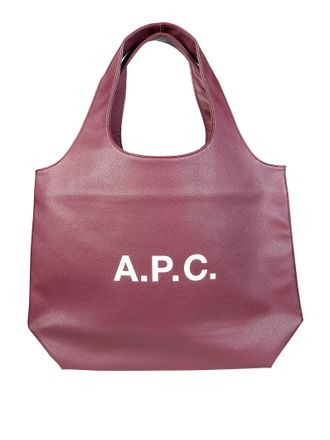 A.P.C. Burgundy Tote Ninon Textured Logo Bag