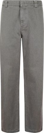 Aspesi Pantalon van katoen vissuto - Heren - Straight fit broeken - Grijs - XL - Katoen - Broeken