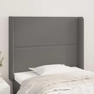 vidaXL Cabecero Con Orejas Cuero Sint&eacute;tico Gris 93x16x118/128cm Vidaxl