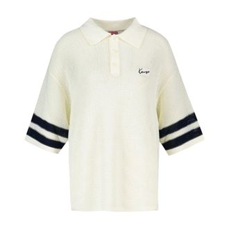 Kenzo Mens Crochet Cotton Polo White