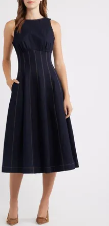 ZOE AND CLAIRE Contrast Stitch Denim Midi Dress at Nordstrom, Size X-Large