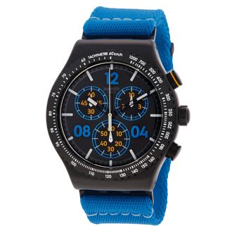 Swatch Moments In Blue Chronograph Quartz Black Dial Watch YVB100