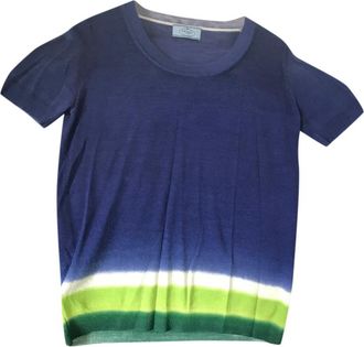Prada Blue Tie-Dye Hem T-Shirt Size M