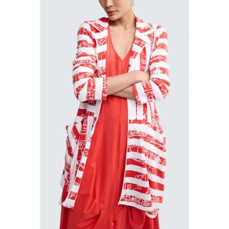 Luukaa D'Celli Vespera Striped Voluminous Jacket in Vermillion at Nordstrom, Size 16