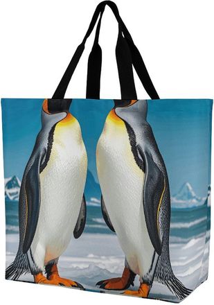 Generic Happy Penguins Shoulder Bag Large Capacity Women Handbag Foldable Handbags For Beach Ladies Travel