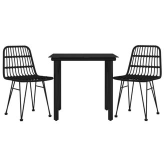 Berkfield Home Beautiful 3 Piece Garden Dining Set Black Poly Rattan