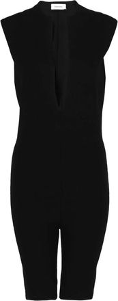 Ferragamo Womens Plunging Sleeveless Romper In Black