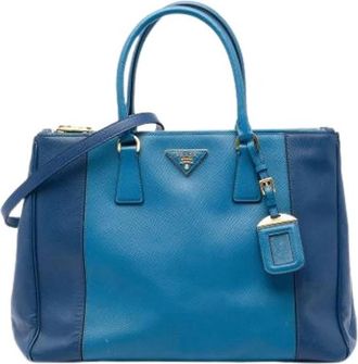Prada Pre-owned Saffiano Lux Galleria Tote - Dames - Vintage Shopper - Blauw - ONE Size - Leer - Vintage