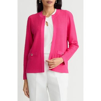 Kasper Kissing Open Front Cardigan in Pink Perfection at Nordstrom, Size X-Large P