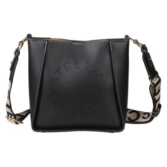 Stella McCartney Logo Grainy Alter Mat Crossbody Bag - female - Stella McCartney - Shoulder Bags - Black - ONE SIZE - Bags