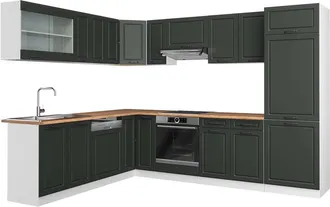 Vicco Cocina Esquinera R-line, Antracita Casa De Campo/blanco, 287 X 227 Cm, Et Roble, Vicco