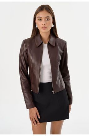 LaMarque Oceana | Fitted Leather Jacket in Mahogany at Nordstrom, Size Xx-Small