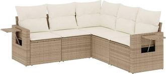 vidaXL Vidaxl - Juego De Sof&aacute;s Jard&iacute;n Con Cojines 5 Pzas Rat&aacute;n Sint&eacute;tico Beige