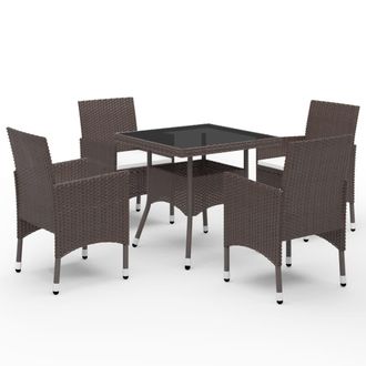vidaXL Muebles De Jard&iacute;n 5 Piezas Rat&aacute;n Sint&eacute;tico Y Vidrio Marr&oacute;n Vidaxl