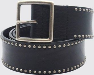 HTC Black Cowhide Leather Belt with Embroidery