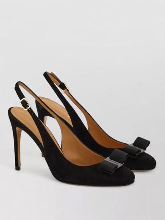 Ferragamo slingback sandals pointed toe suede bow