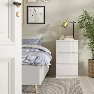 Dmora Dmora Commode &Agrave; Trois Tiroirs, Coloris Blanc Brillant, 40 X 70 X 50 Cm