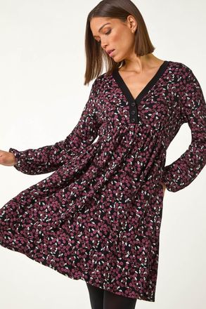 Roman Ditsy Floral Button Detail Stretch Dress