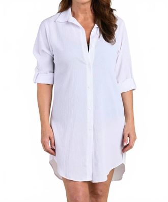 Maxine Of Hollywood Woven Covers Button Down Tunic In White