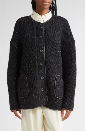 Altuzarra Medrano Oversize Merino Wool Blend Knit Jacket in Black at Nordstrom, Size X-Small