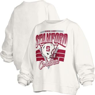 Pressbox Womens Pressbox White Stanford Cardinal Oversized Janice Retro Waist-Length Pullover Sweatshirt at Nordstrom, Size Xx-Large