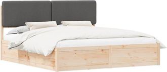 vidaXL Bed Frame with Upholstered Headboard Dark Grey 200 x 200 cm vidaXL