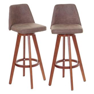 Hhg Coppia sedie sgabelli 284 design moderno legno tessuto marrone