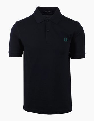Fred Perry Mens FRED PERRY SHIRT NAVY/SPORT GREEN - Black - Size: 40