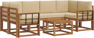 vidaXL Conjunto De Sof&aacute;s De Exterior 7 Uds. Natural Y Beige Vidaxl