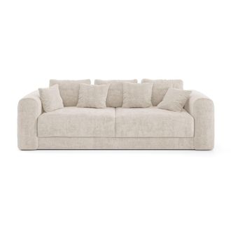 Sia Home Sof&aacute; cama con ba&uacute;l de nogal 4 plazas tejido de trama crema