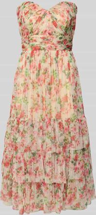 Lace & Beads Knielanges Cocktailkleid im Stufen-Look in Ecru, Größe XL