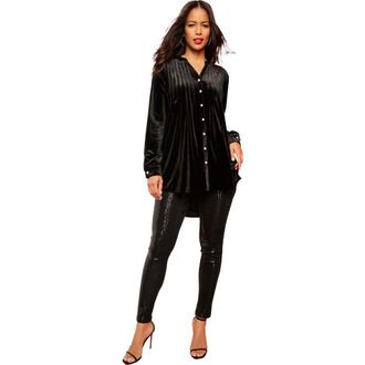 Roaman's Pintuck Velour Tunic in Black at Nordstrom, Size 28
