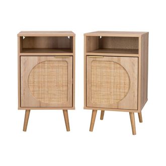 Sweeek Mesita de noche con efecto madera, set de 2, natural