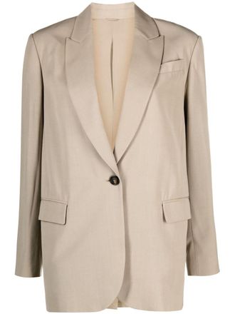 Brunello Cucinelli single-breasted button-fastening jacket - women - Viscose/Eco Brass/Virgin Wool/Cupro/Acetate/Silk - 36 - Brown