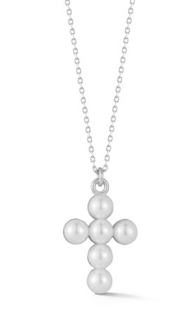 Glaze Jewelry Sterling Silver Pearl Cross Necklace